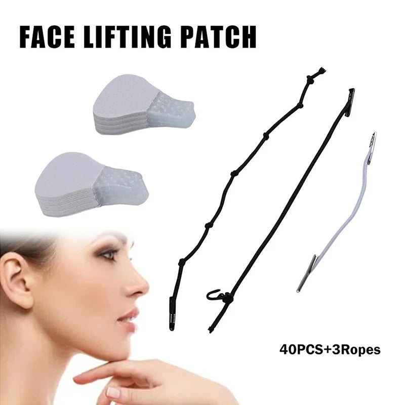 40-Pc Invisible Face Lift Tape | V-Shape Neck & Chin Patches Face Lift Tape QXL as picture