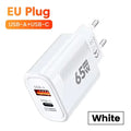 65W GaN USB-C Charger PD 33W QC3.0 | iPhone & Samsung GaN Wall Charger QXL White EU