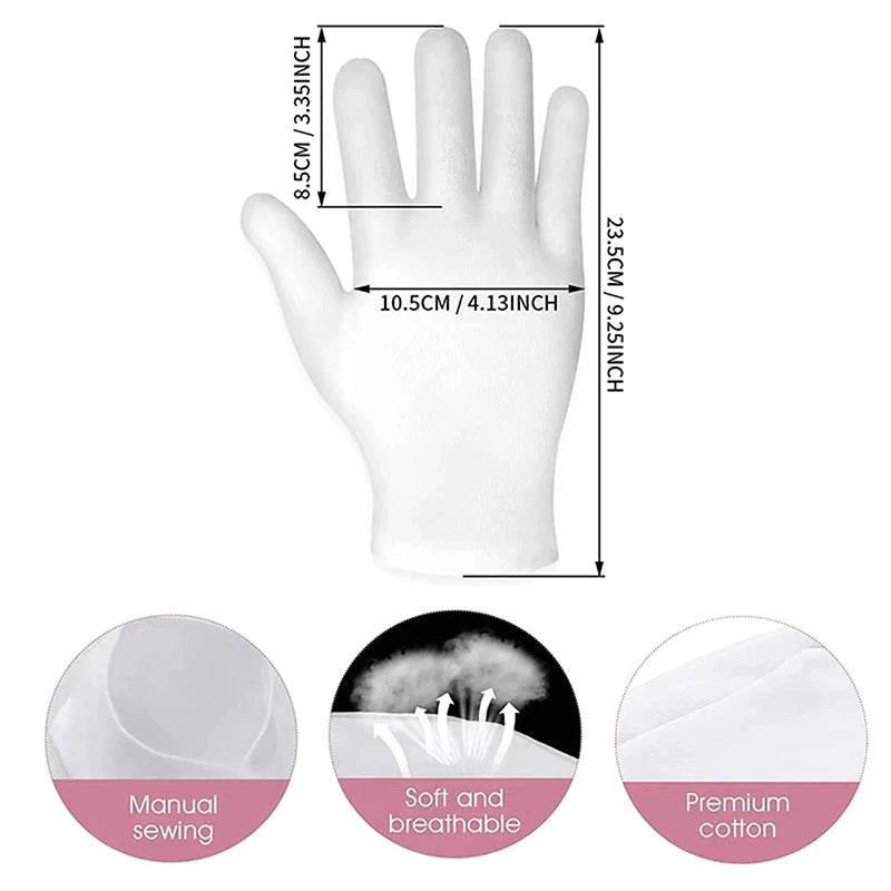 Soft Cotton Moisturizing Gloves | Overnight Lotion-Lock Spa Moisturizing Hand Gloves QXL Onesize