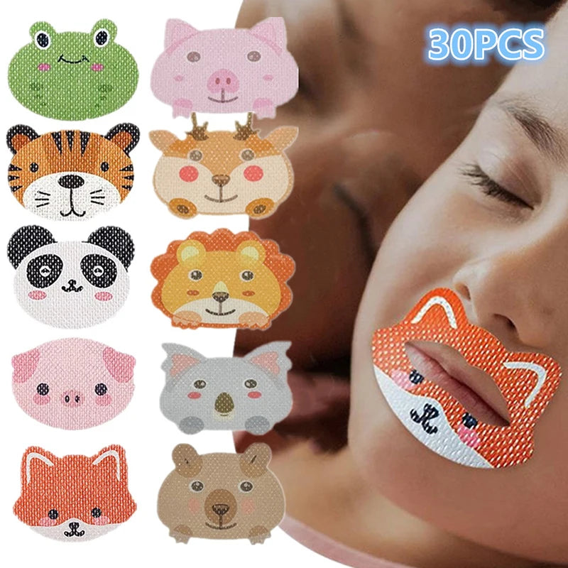 30-Pack Kids Cartoon Mouth Breathing Tape Sleep Stickers Kids Sleep Aid Tape QXL