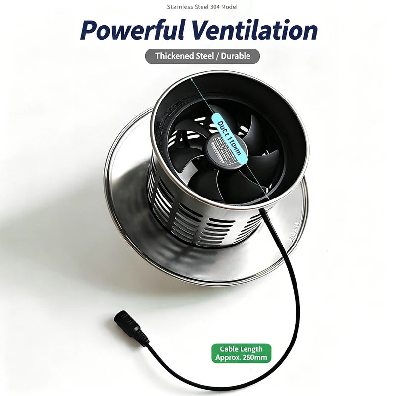 110mm Solar Stainless Steel Chimney Cap & Exhaust Vent + 12W Panel Solar Exhaust Vent Cap QXL