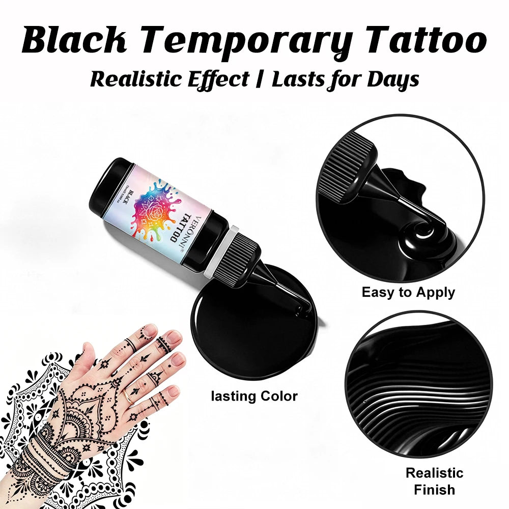 Temporary Tattoo Gel Kit with Stencils | DIY Body Art Set Temporary Tattoo Kit QXL