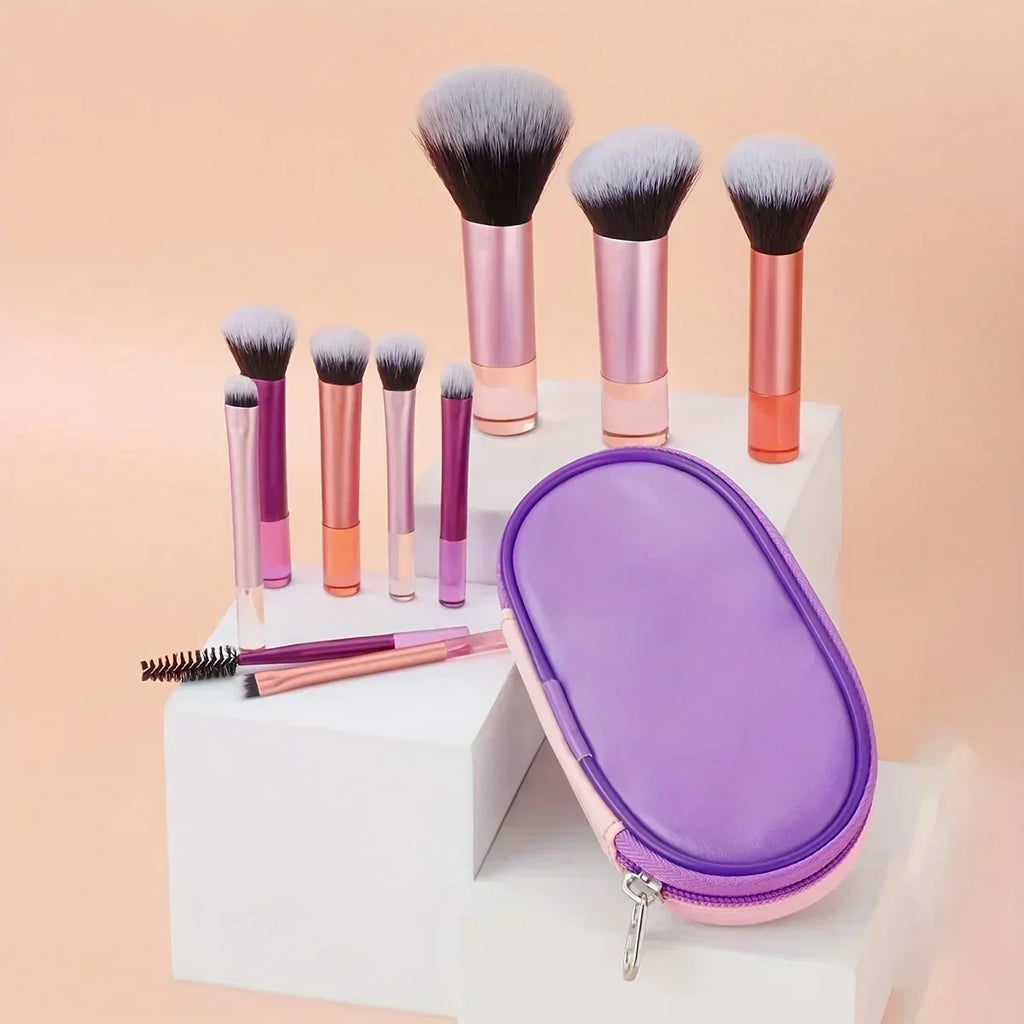 10-Piece Mini Makeup Brush Set – Powder, Eyeshadow & Blush Makeup Brush Set QXL