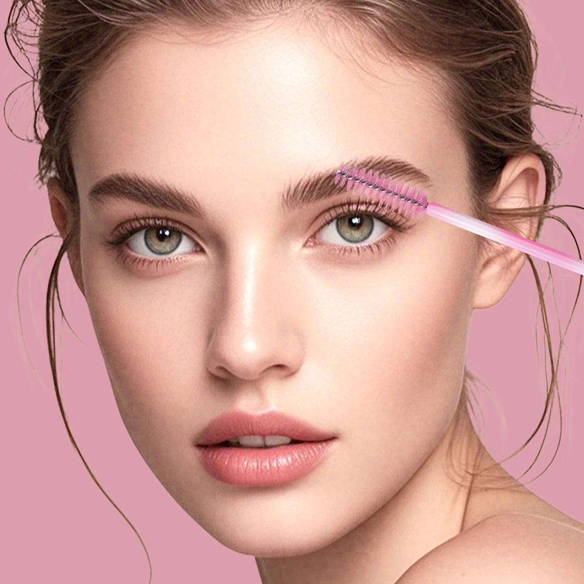 50-Pack Disposable Mascara Wands | Pink Spiral Lash Brushes Disposable Mascara Wands QXL