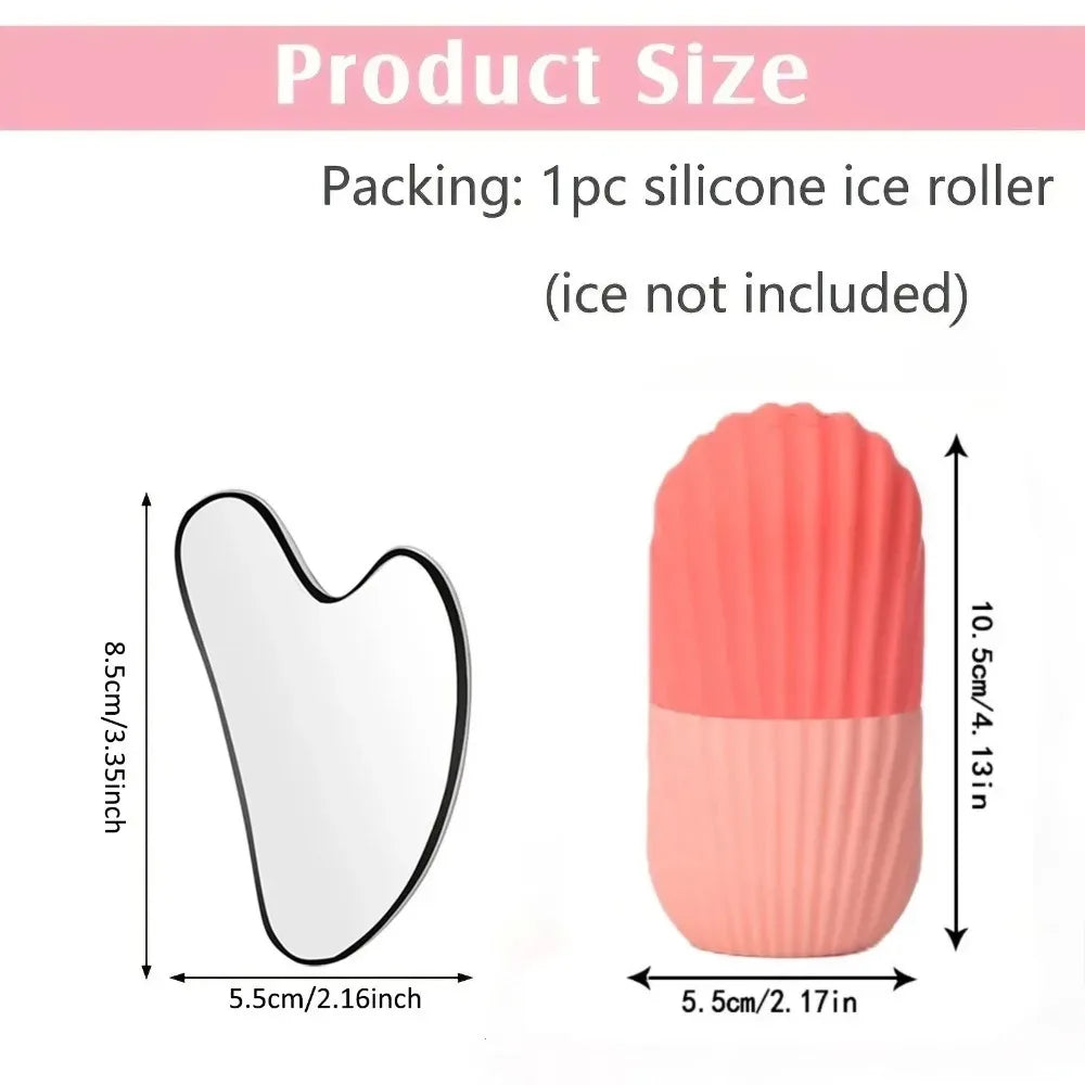 Ice Face Roller & Gua Sha Set | Cooling Facial Massage Ice Facial Roller Set QXL