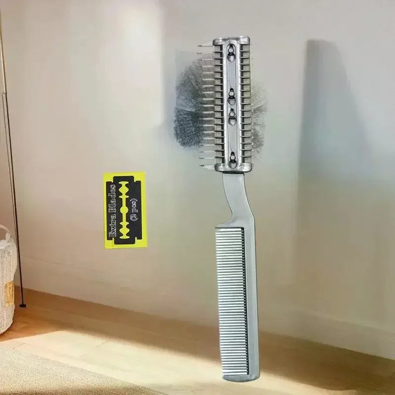 Pet Hair Thinning Razor Comb – Dog & Cat Grooming + 2 Blades Pet Grooming Comb QXL