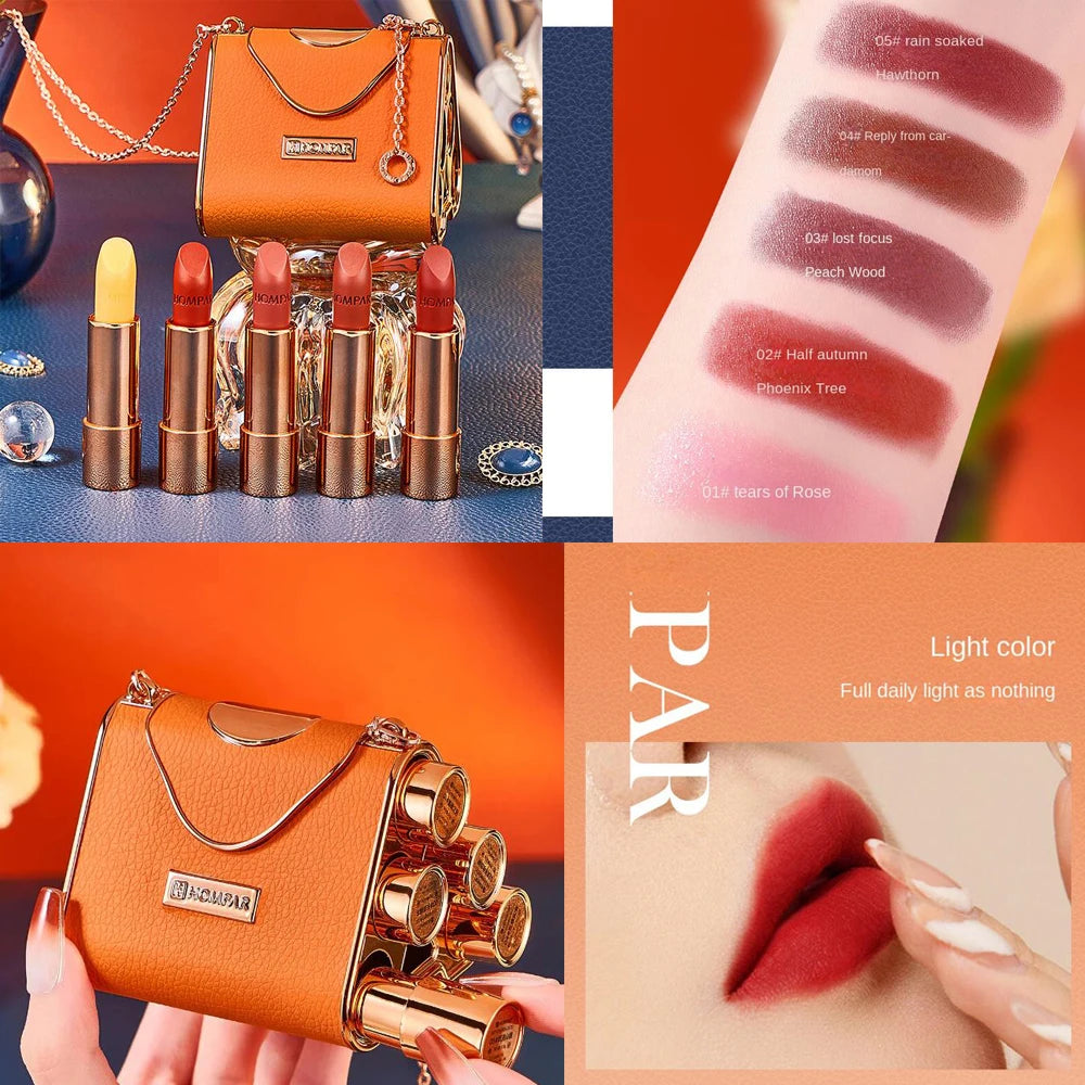 Korean Matte Lipstick Set – 3-Pc Waterproof Velvet Lip Gloss Kit Matte Lipstick Set QXL