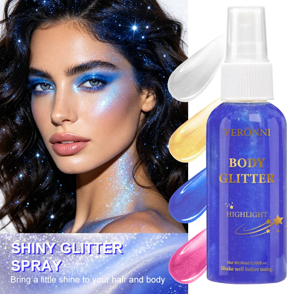 Shimmer Glitter Spray Mist – Face, Body & Hair Highlight Body Glitter Spray QXL