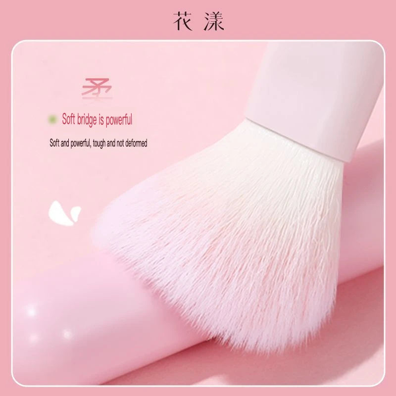 8-Pc Floral Peach Beginner Makeup Brush Set + Storage Bag Makeup Brush Set QXL