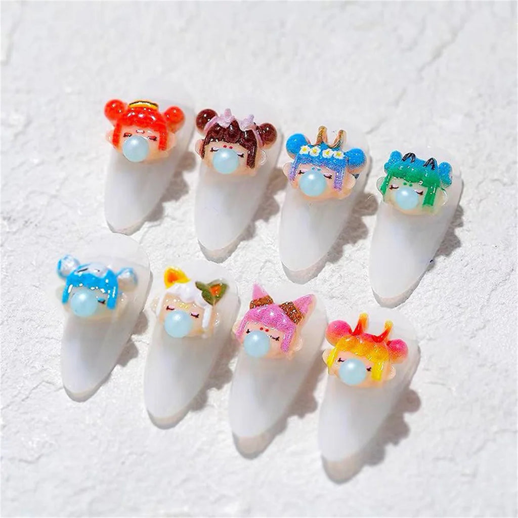 20-Pc Kawaii Cartoon Resin Nail Charms & Rhinestones Set Nail Art Charms QXL