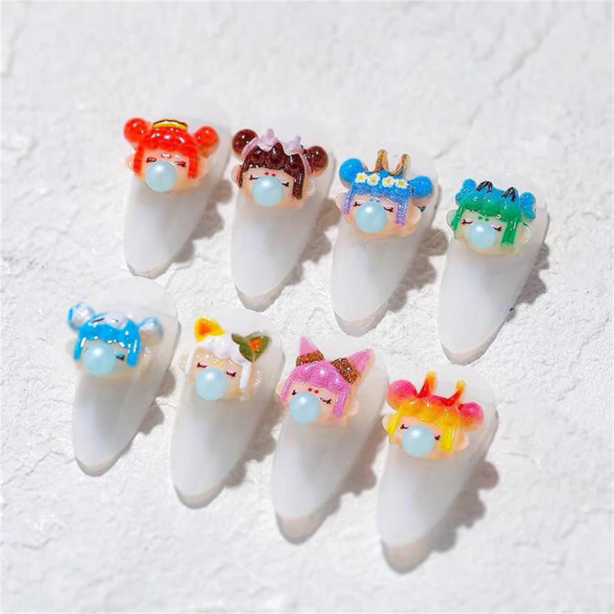 20-Pc Kawaii Cartoon Resin Nail Charms & Rhinestones Set Nail Art Charms QXL