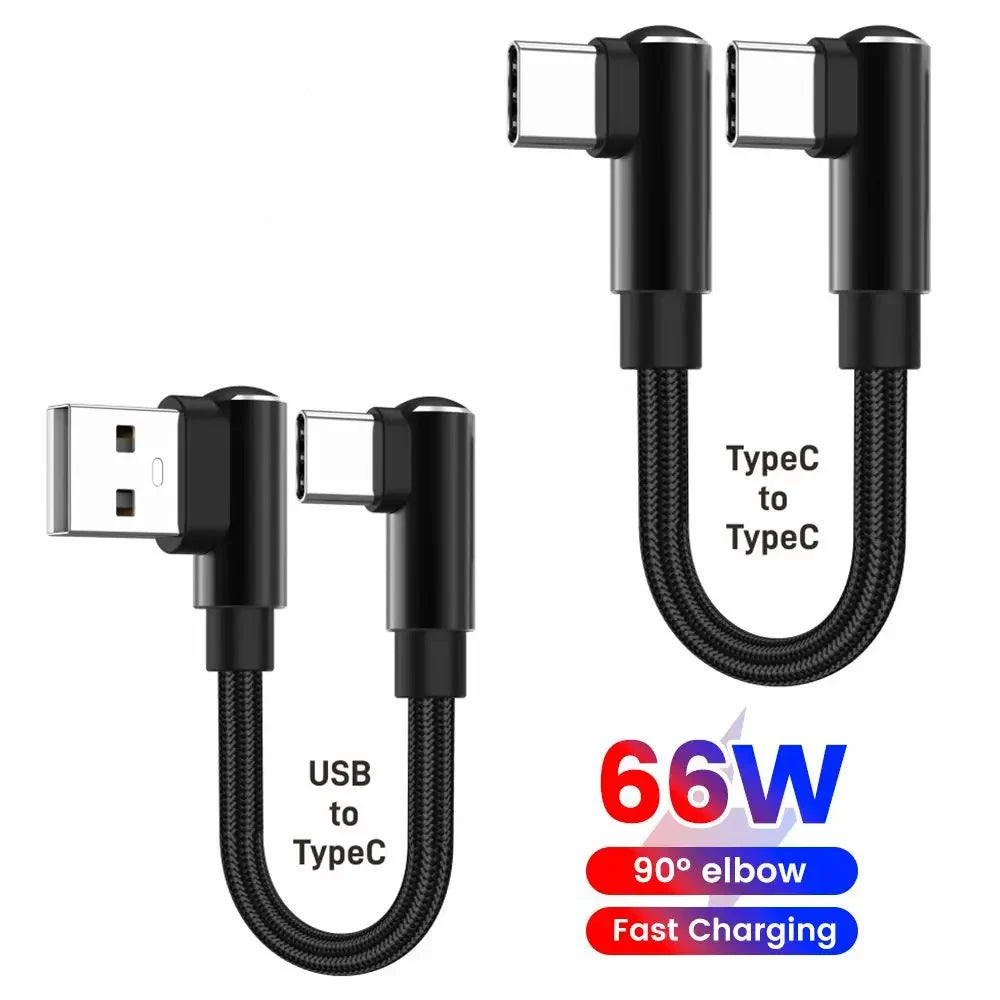 66W 90° Elbow USB-C Fast Charging Cable | USB-A & USB-C USB-C Charging Cable QXL