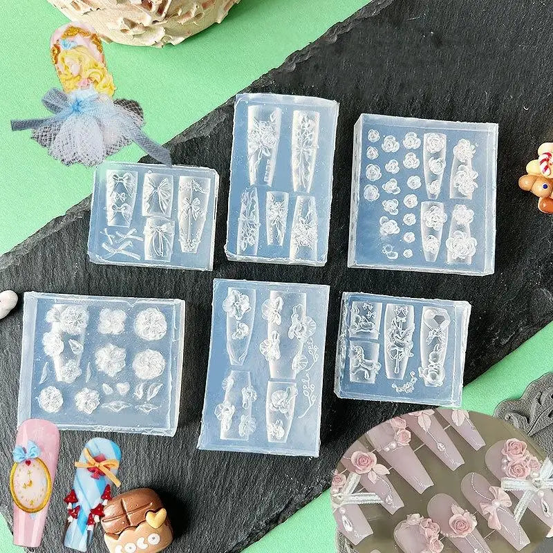 3D Flower & Bow Silicone Nail Art Mold | DIY Rose Design Silicone Nail Mold QXL