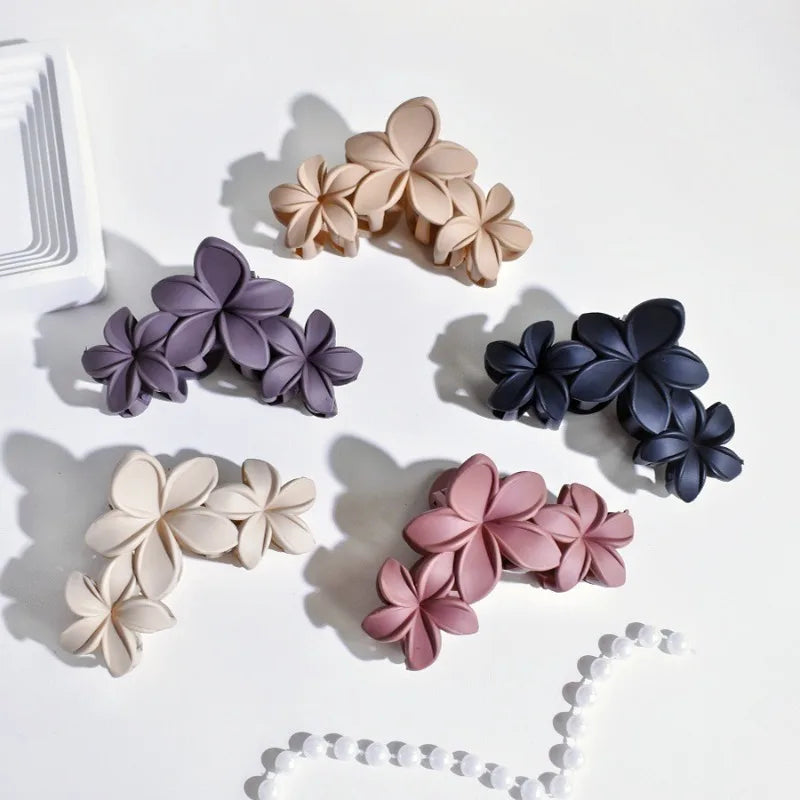 Vintage Flower Frosted Shark Claw Clip | Hair Accessory Hair Claw Clip QXL