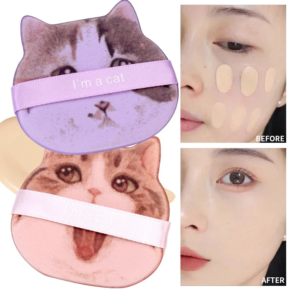 10-Pack Cat Shape Powder Puffs | Wet & Dry Makeup Applicator Makeup Powder Puff QXL
