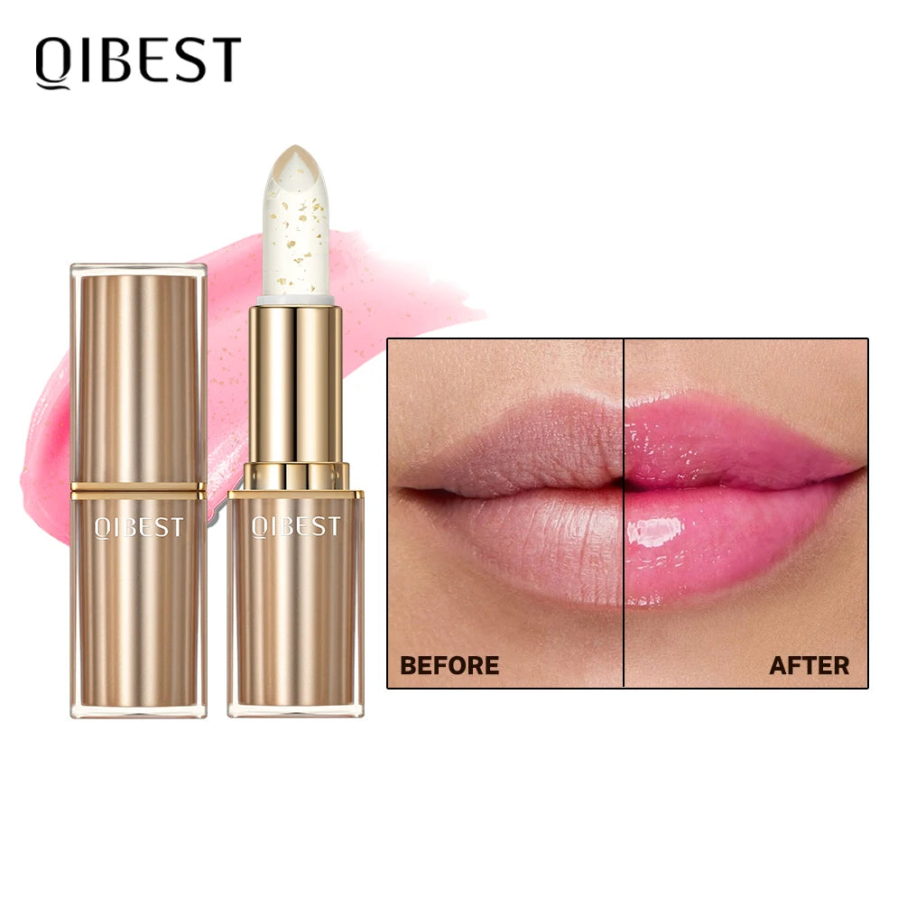 QiBest Color Changing Glitter Lipstick | Moisturizing Lip Stain Color Changing Lipstick QXL gold foil lipstick