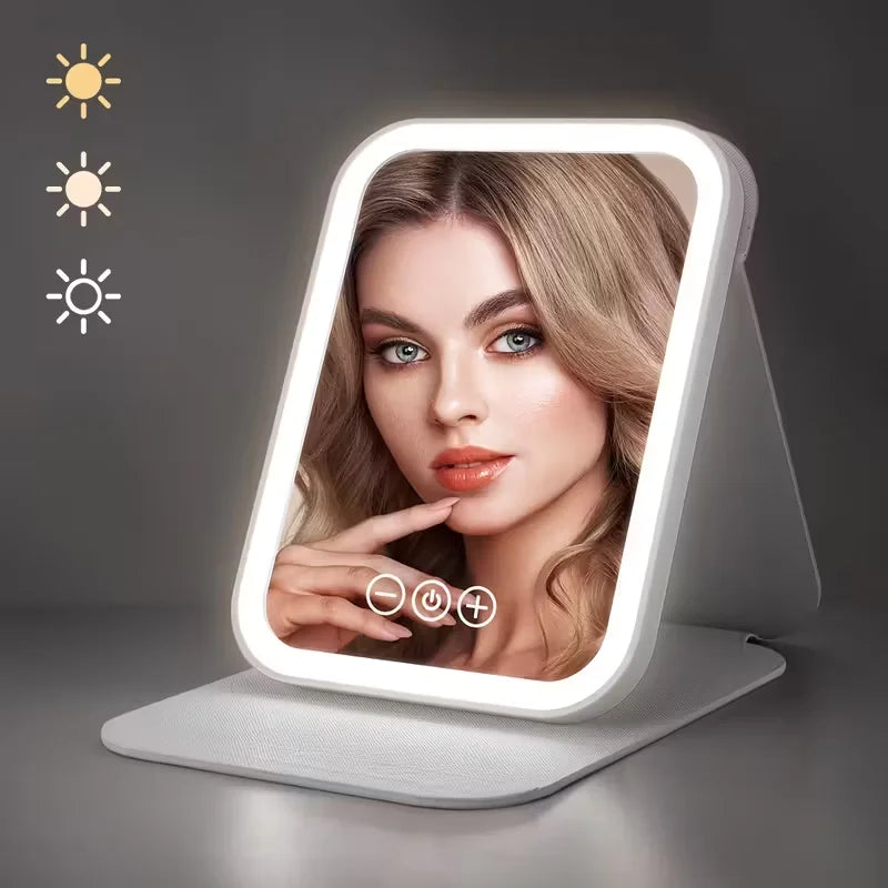 Cosmomiro LED Vanity Mirror | 3-Color Dimmable Touch Foldable LED Makeup Mirror QXL