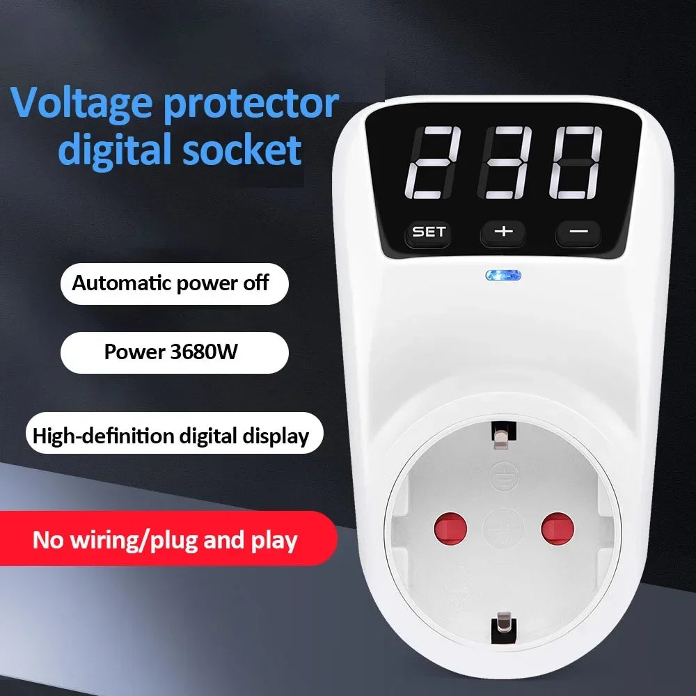 16A Adjustable Voltage Protector Socket | EU & US Plug Voltage Protector Socket QXL