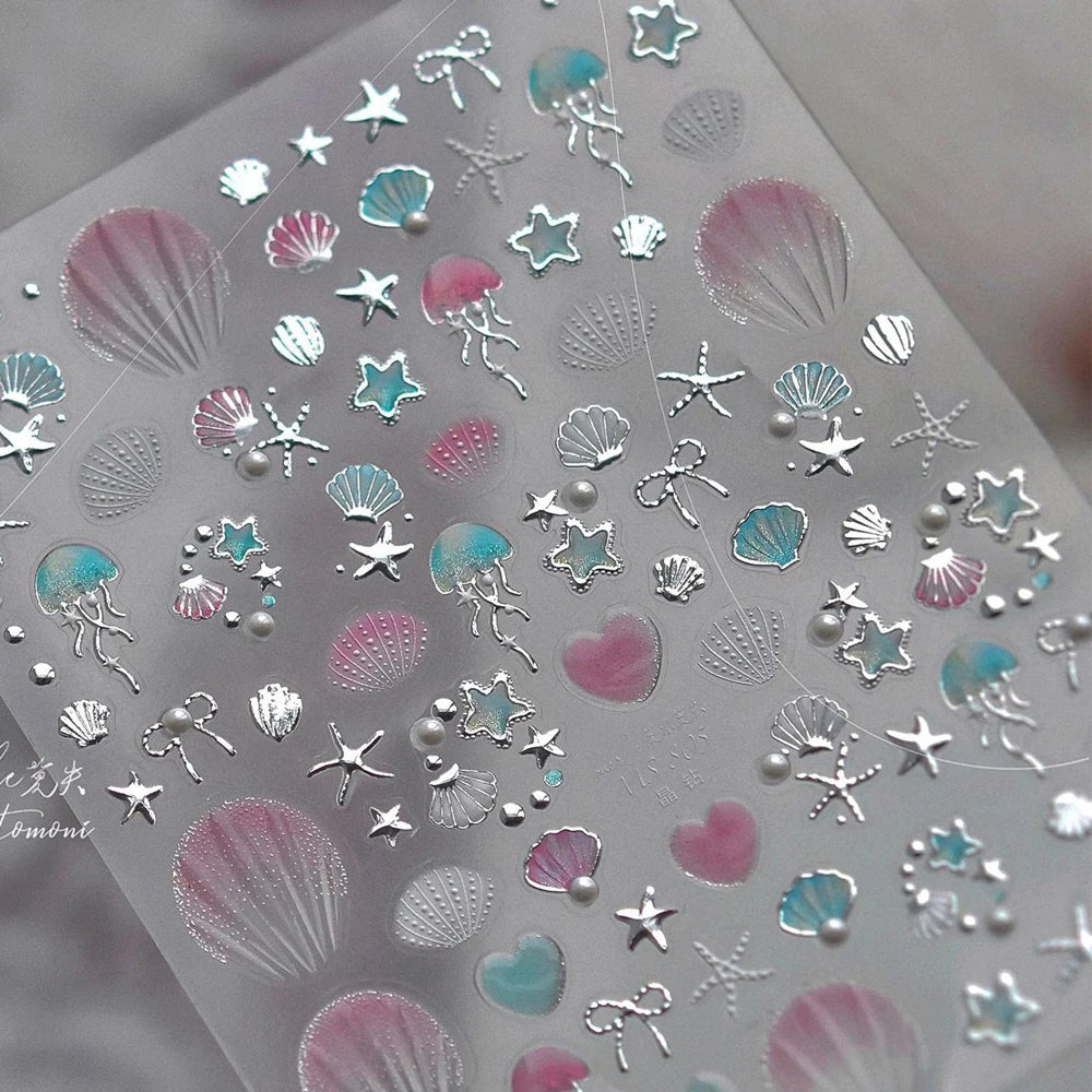 5D Ocean Nail Stickers | Turtle Fish Starfish Decals Nail Art Stickers QXL