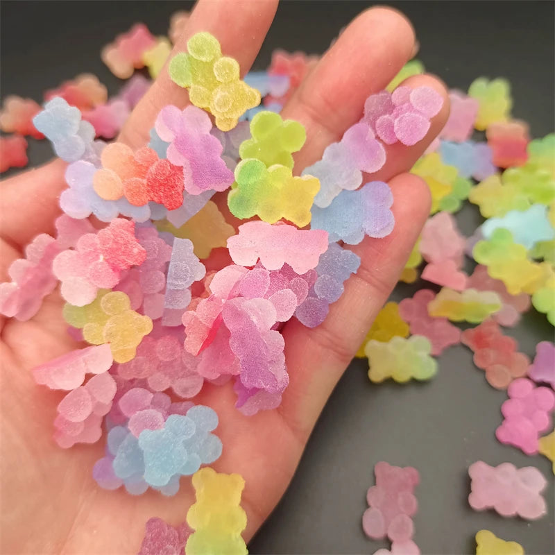 10-Pack 3D Gummy Bear Nail Charms | Kawaii Resin Decorations 3D Nail Charms QXL
