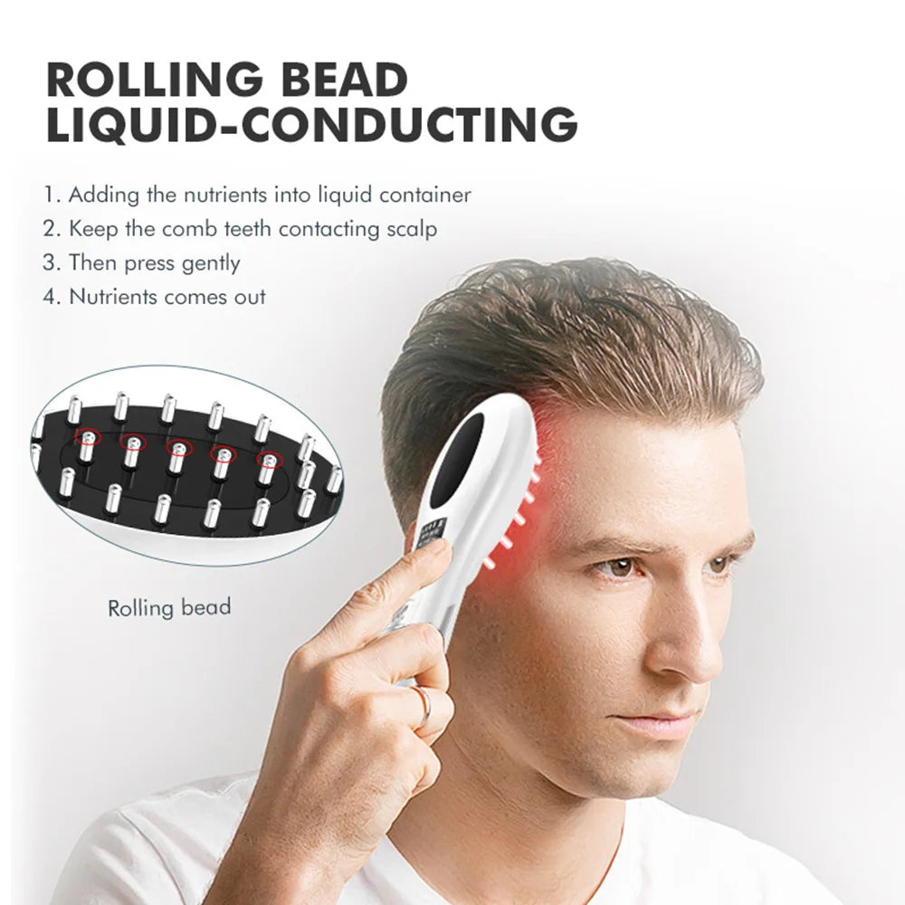 EMS Microcurrent Scalp Massager Comb | Red Light Hair Care Scalp Massager Comb QXL