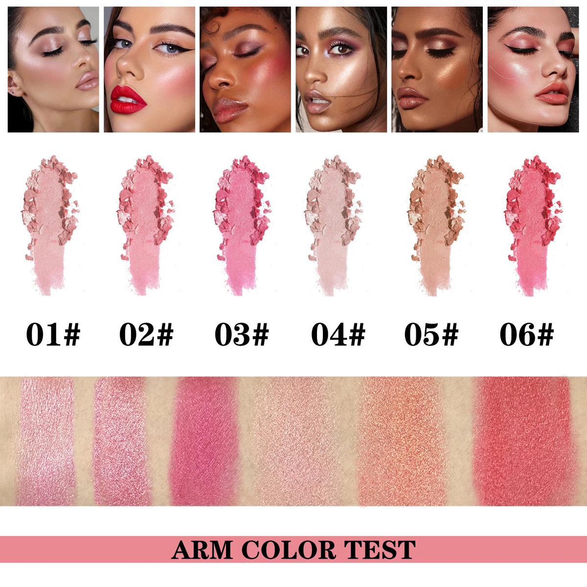 Rosawee Pearlescent Shimmer Blush Powder | Long-Lasting Glow Shimmer Blush Powder QXL