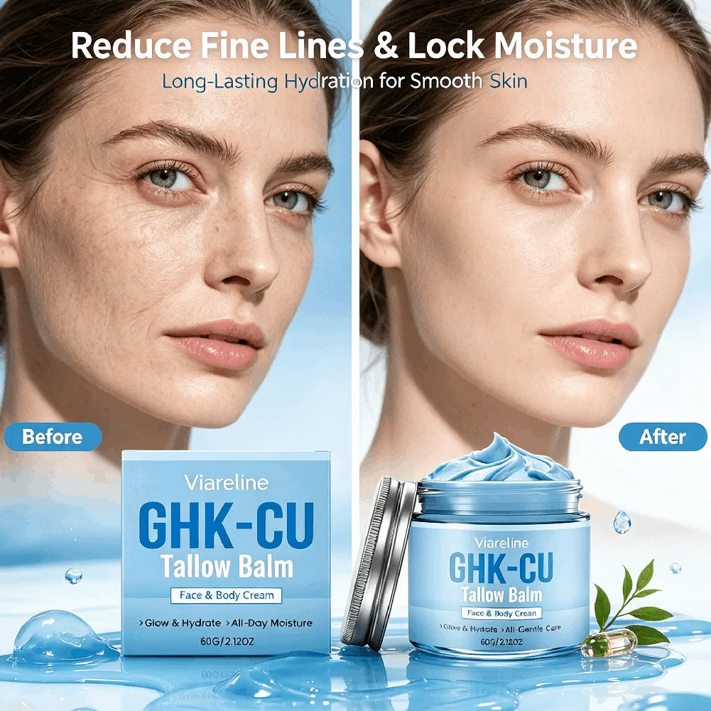 GHK-Cu Copper Peptide Blue Balm Cream | 72hr Deep Hydration Face Moisturizer Cream QXL