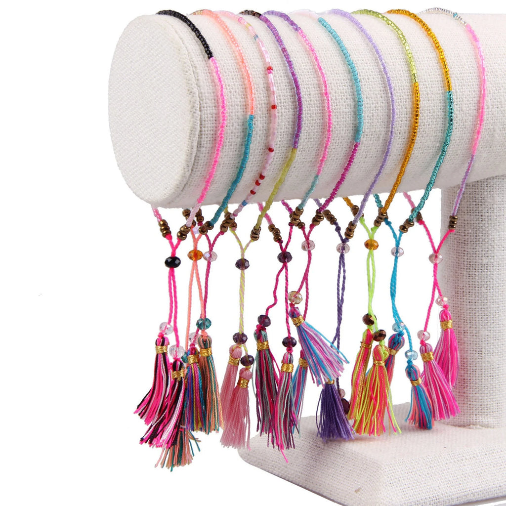 50-Pack Mini Rayon Tassel Charms 30mm with Jump Rings | Mixed Jewelry Tassel Charms QXL