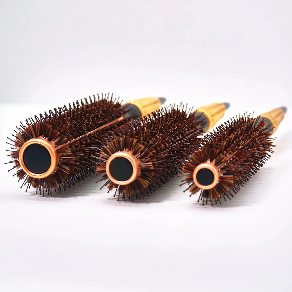 Wood Handle Boar Bristle Round Brush | Anti-Static Styling Boar Bristle Round Brush QXL