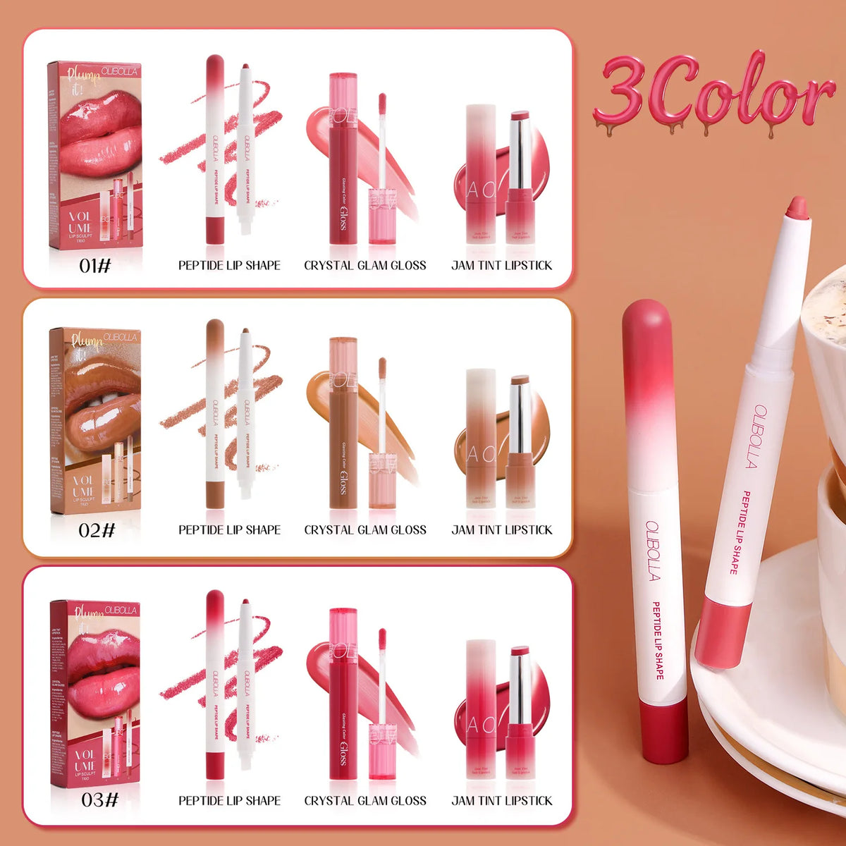 3-Pack K-Beauty Lip Gloss Set | Mirror Shine & Glasting Gloss Lip Gloss Set QXL