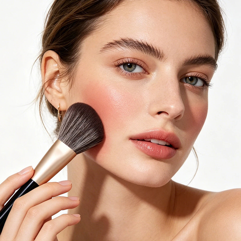 KOSSHOW Sloped Blush Brush – Soft Nylon, Wood Handle Blush Makeup Brush QXL