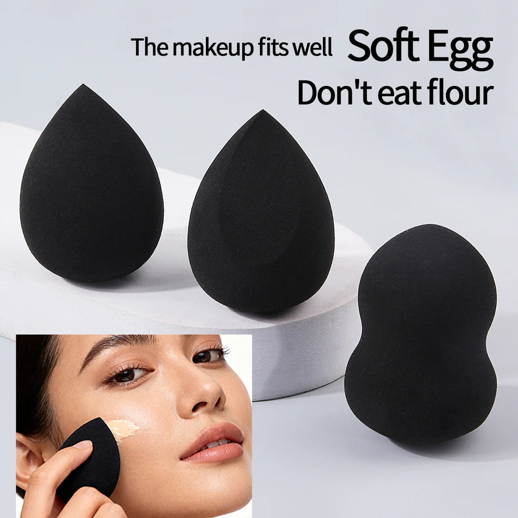 3/5-Pack Black Water-Activated Makeup Sponge Powder Puff Set Makeup Sponge Set QXL