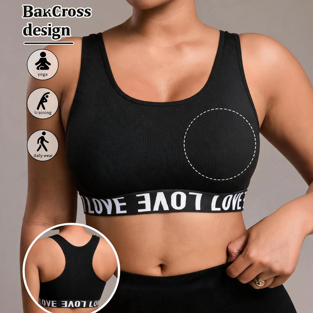Plus Size Racerback Sports Bra | Wireless High-Support Crop Top Sports Bra Crop Top QXL