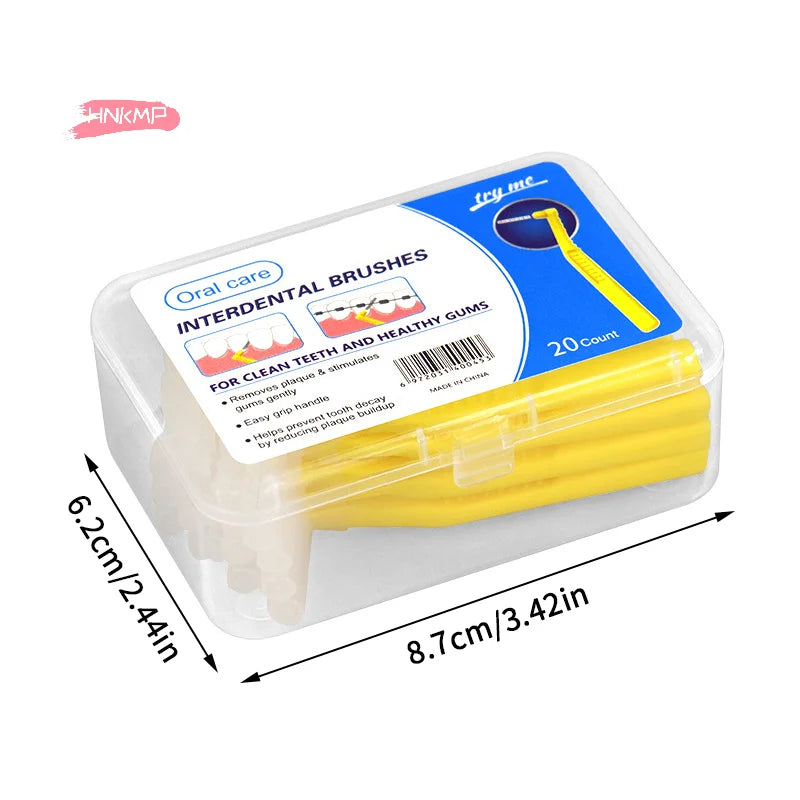 20-Pack L-Shaped Angled Interdental Brushes for Braces Interdental Brush QXL