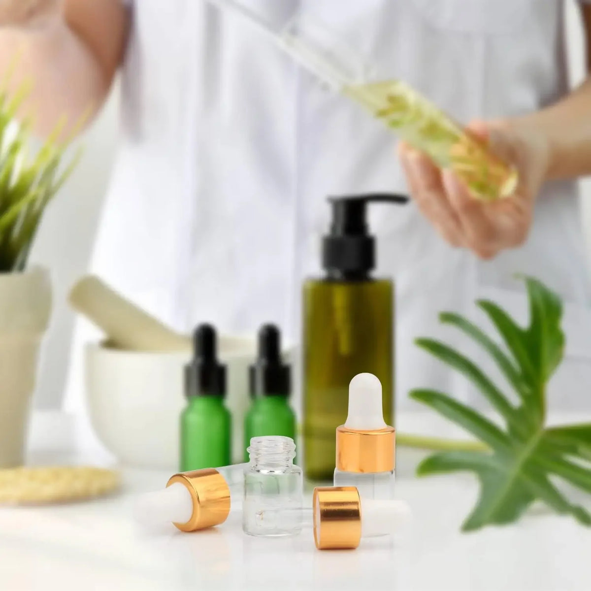 20-Pack Mini Glass Dropper Bottles 1/2/3ml – Refillable Vials Glass Dropper Bottles QXL