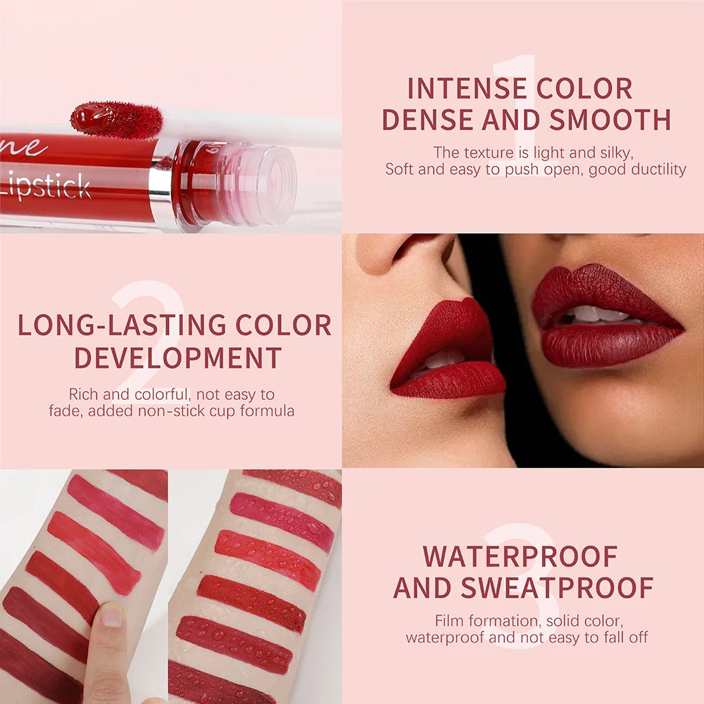 MAXFINE Matte Liquid Lipstick | Waterproof Long-Lasting Lip Gloss Matte Liquid Lipstick QXL