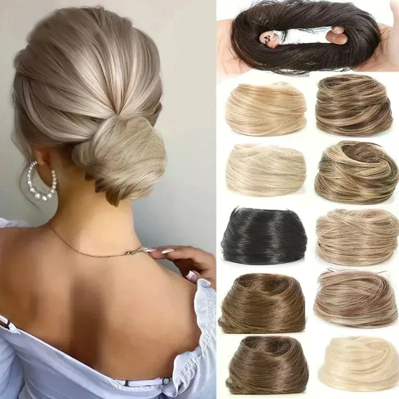 Synthetic Clip-In Hair Bun Ponytail Extension – Multicolour Hair Bun Extension QXL