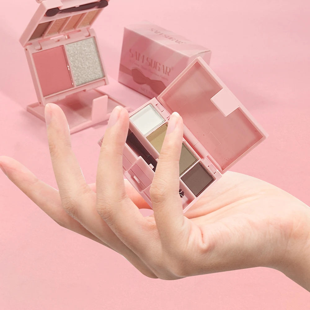 6-Color Folding Makeup Palette | Blush Highlighter Eyeshadow Makeup Palette QXL