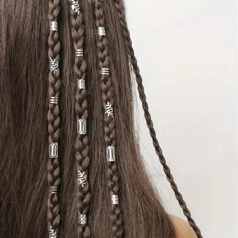 40-Pc Metal Hair Rings, Beads & Cuffs for Braids | Gold Silver Hair Braid Accessories QXL
