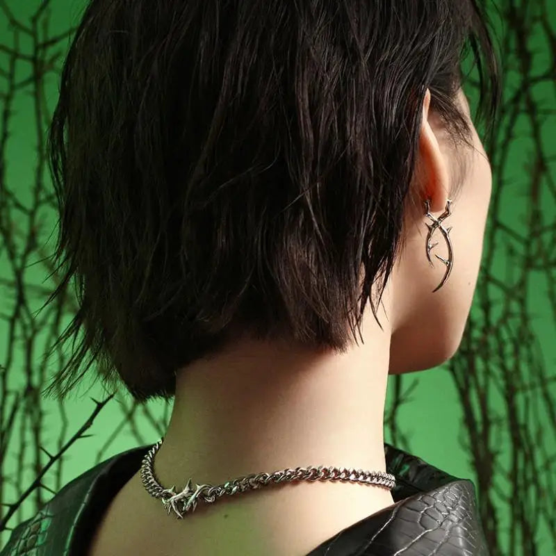 Punk Goth Thorn Dangle Drop Earrings | Y2K Hip Hop Jewelry Dangle Drop Earrings QXL