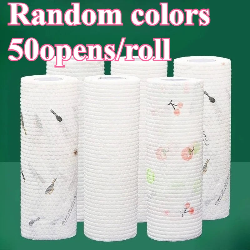 50-Sheet Reusable Microfiber Kitchen Cleaning Cloths Roll Kitchen Cleaning Cloth QXL Random 50opens
