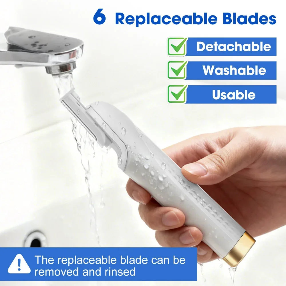 LED Sonic Dermaplane Razor | 3 Speeds, 6 Blades, Rechargeable Dermaplane Razor QXL