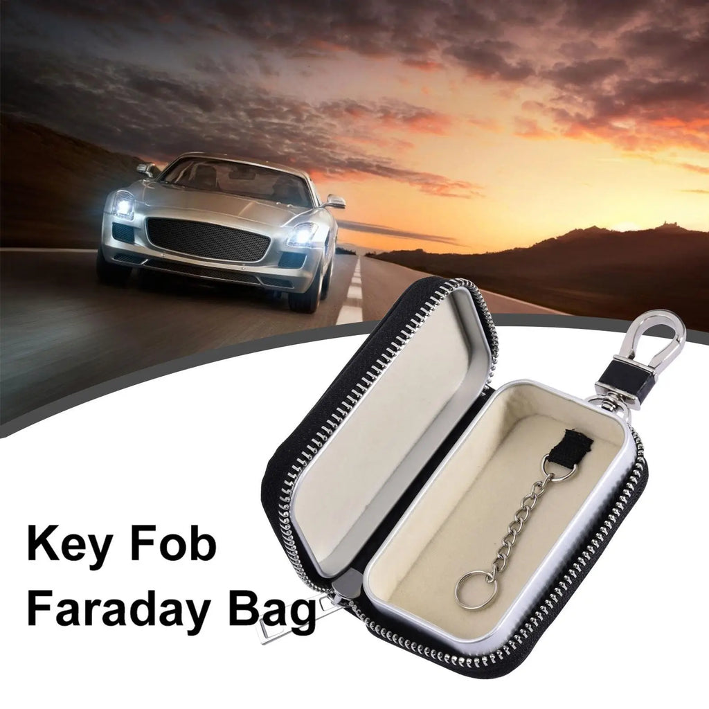 RFID Signal Blocking Key Fob Pouch | PU Leather Faraday Case RFID Blocking Pouch QXL