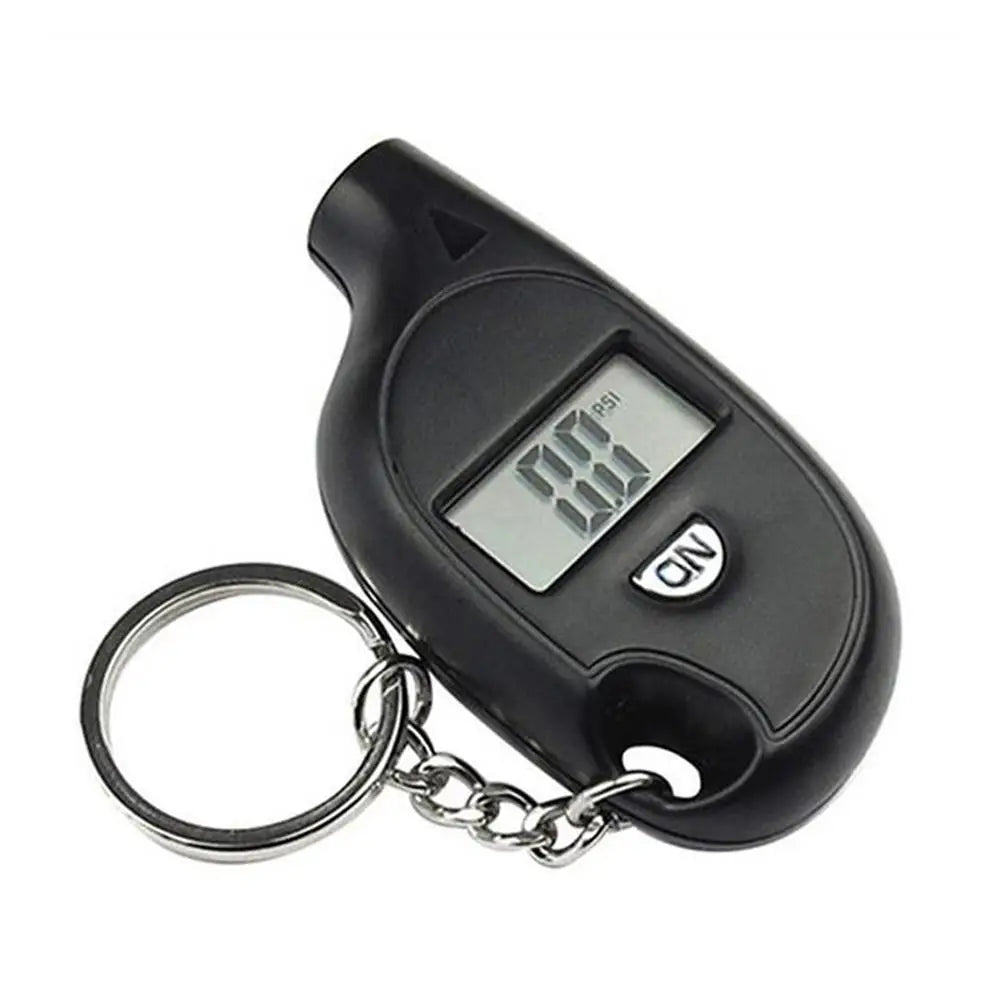 LCD Digital Tire Pressure Gauge | Mini Keychain Tester Tire Pressure Gauge QXL black