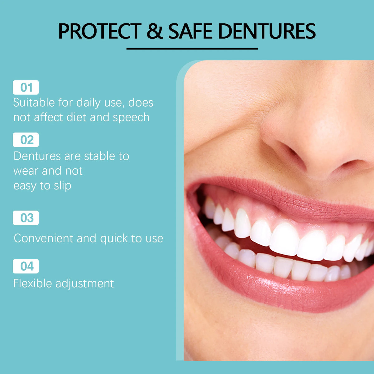 Snap-On Smile Veneers | Adjustable Fake Teeth Cover Set Snap-On Dental Veneers QXL