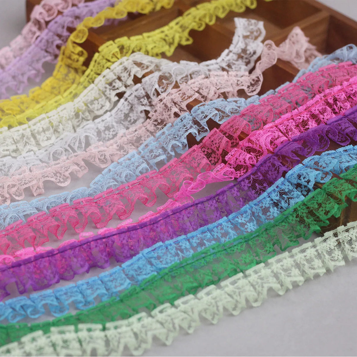 5m Ruffle Lace Trim Ribbon 23mm | Wedding Sewing DIY Craft Lace Trim Ribbon QXL