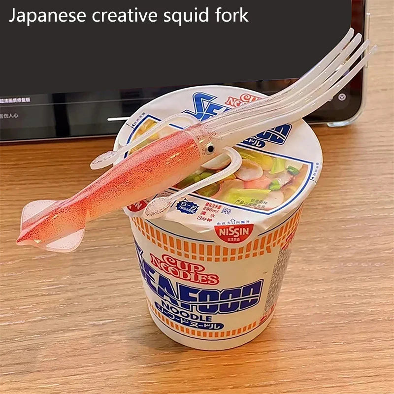 Squid-Shaped Acrylic Food Fork | Funny Bento & Fruit Pick Novelty Kitchen Fork QXL