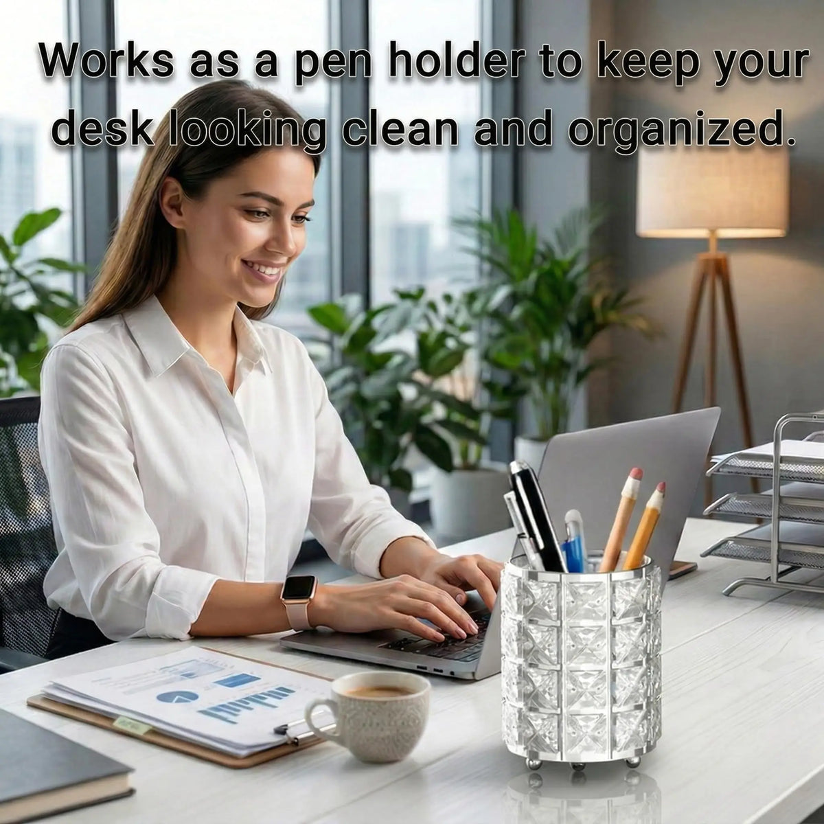 Crystal Bling Makeup Brush Holder | Elegant Vanity Organizer Makeup Brush Holder QXL