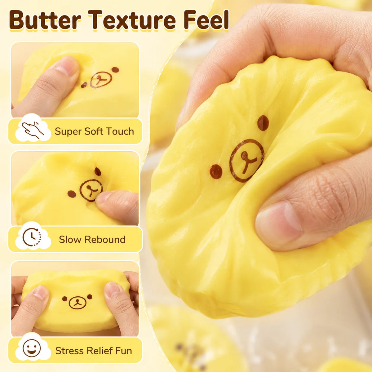 Taba Squishy Toy Melon Bear | Butter Texture Fidget Silicone Squishy Fidget Toy QXL
