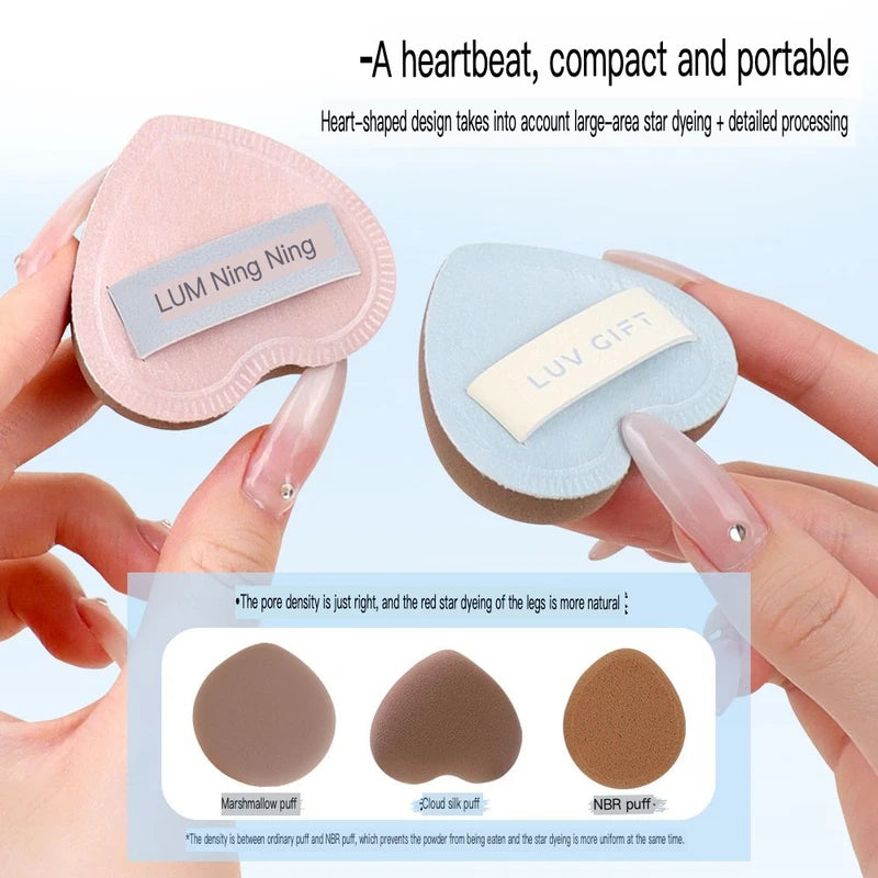 Heart Blush Powder Puff 2-Pack | Soft Cloud Silk Sponge Blush Powder Puff QXL